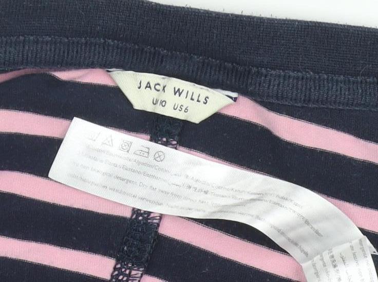 Jack Wills Women’s Navy Pink Striped Cotton Jumpsuit UK 10