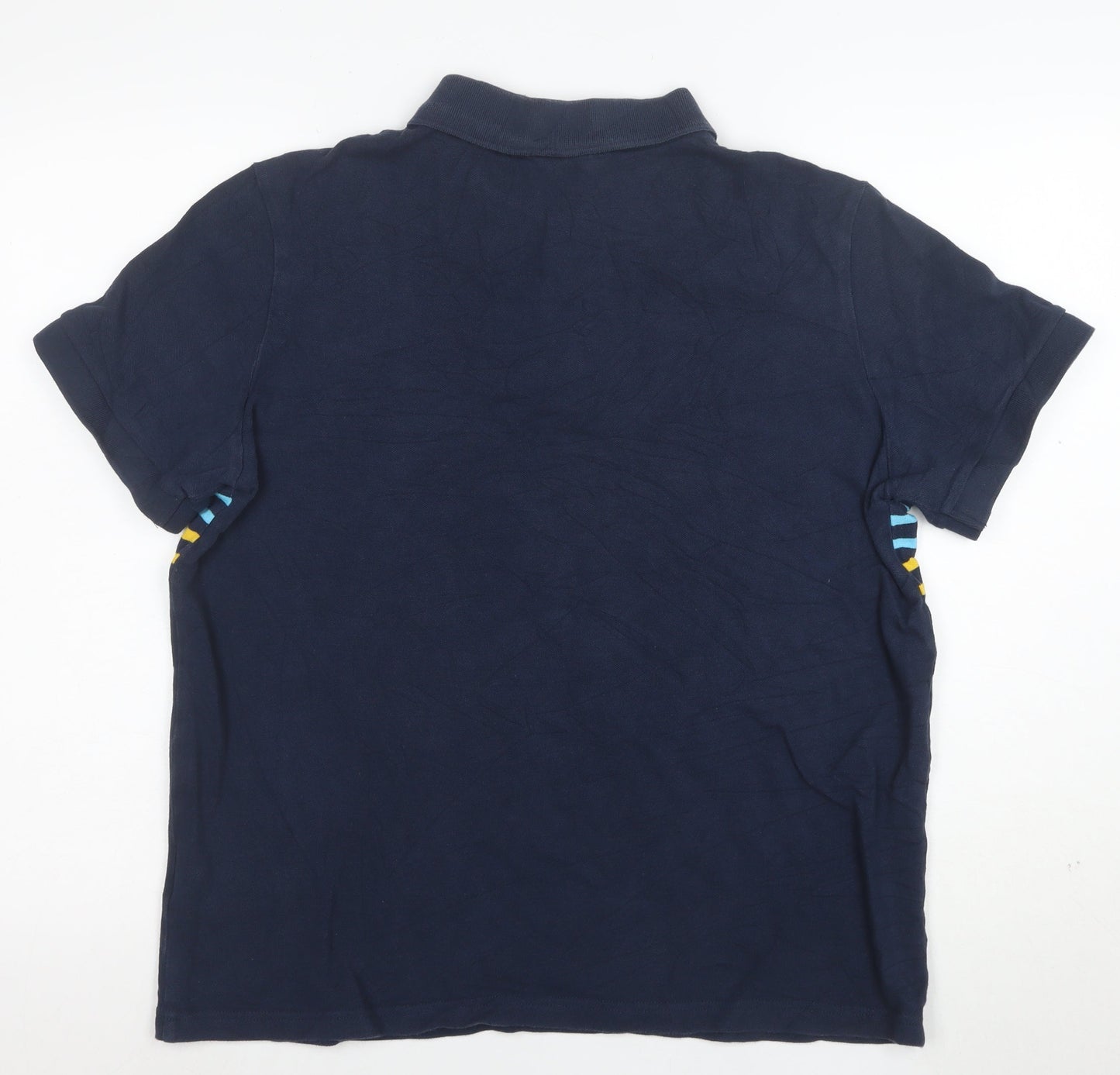 TOG24 Men's Blue Striped Short Sleeve Cotton Polo Shirt Size L
