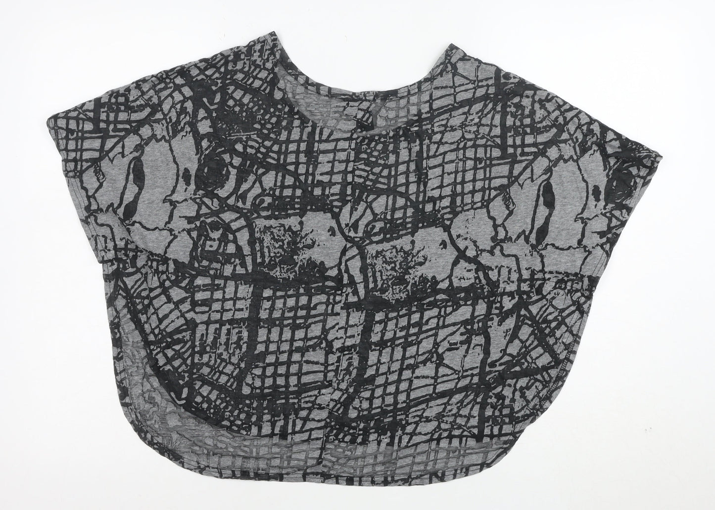 Izabel London Women’s Grey Abstract Short Sleeve Relaxed Fit T-Shirt Size 12