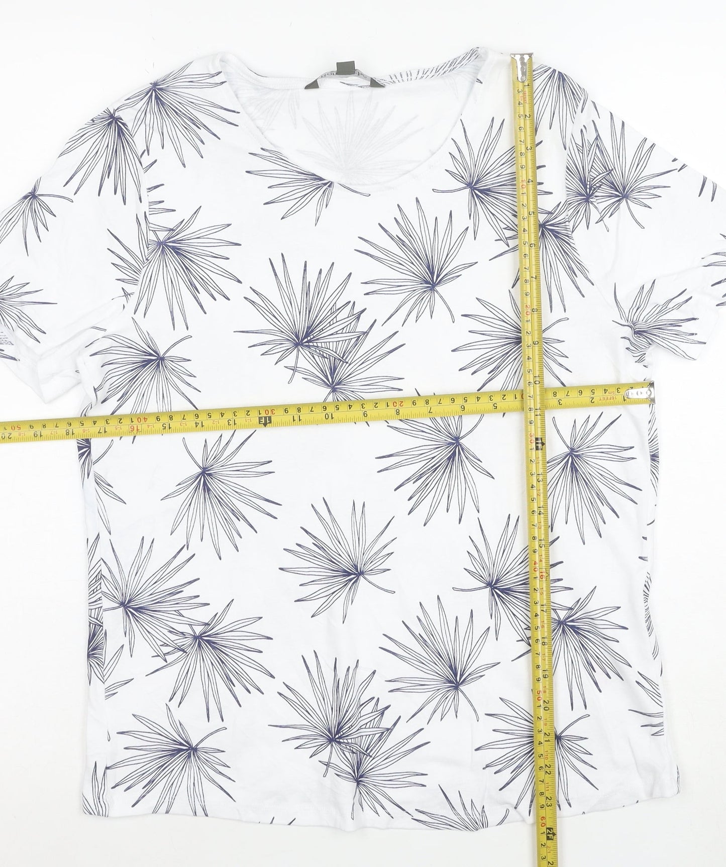 Bonmarché Womens White Floral Cotton T-Shirt Size 16
