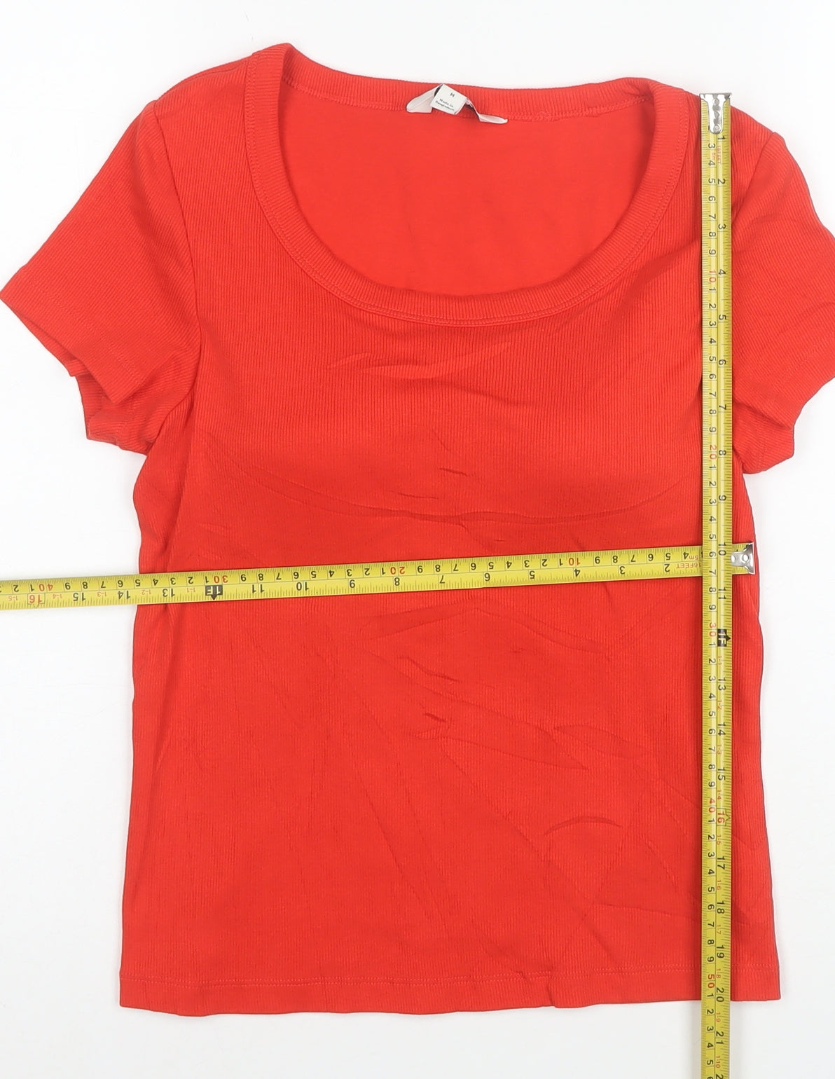 Marks and Spencer Women’s Red Scoop Neck Cotton Stretch T-Shirt M
