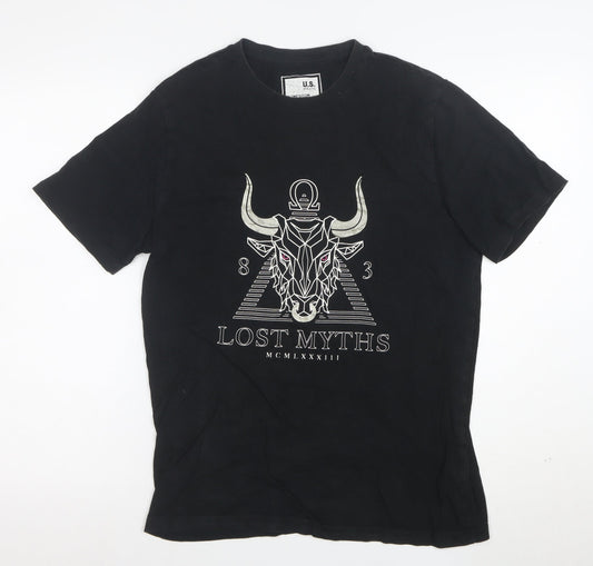U.S. Athletic Men's Black Medium Graphic Mythology Cotton T-Shirt
