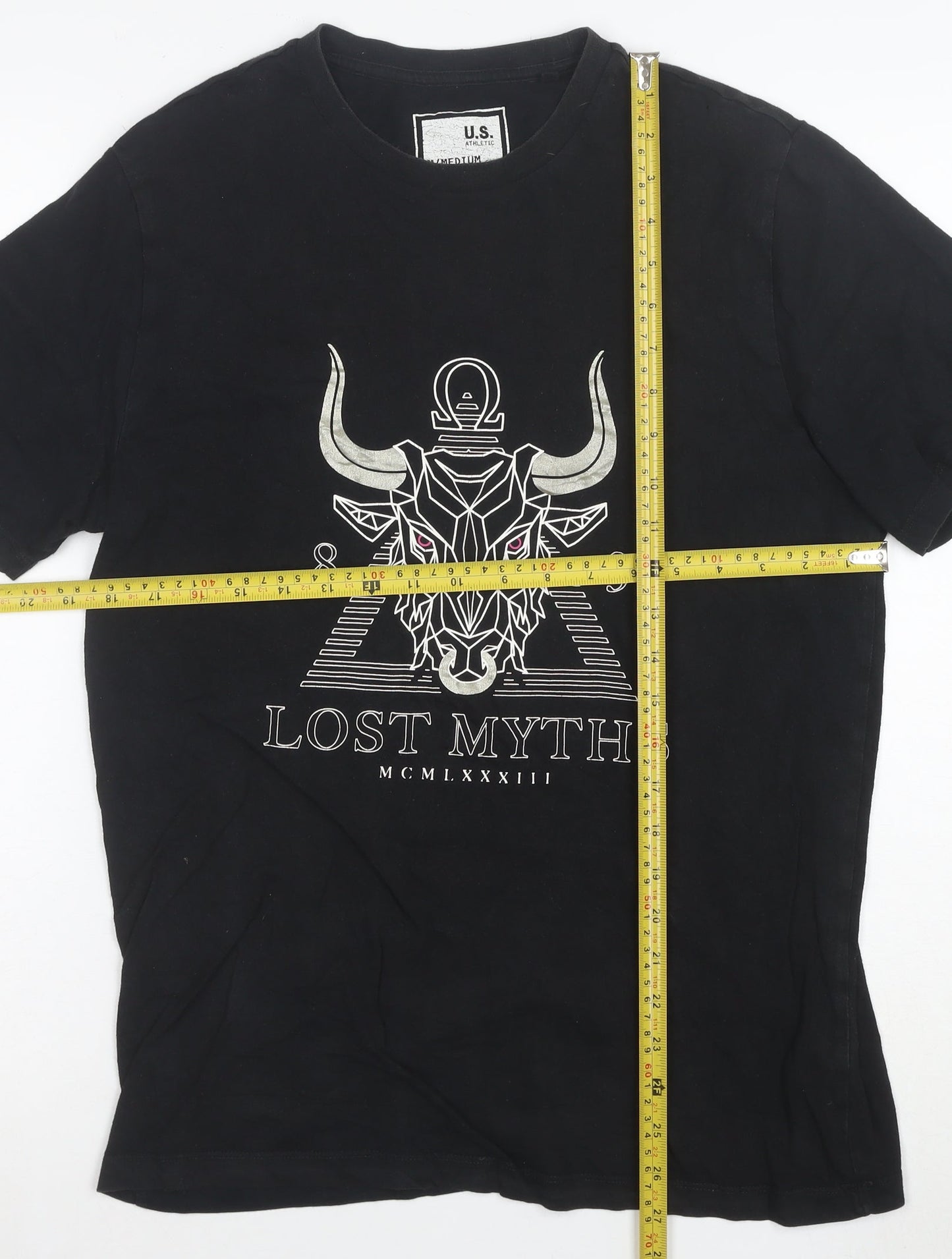 U.S. Athletic Men's Black Medium Graphic Mythology Cotton T-Shirt