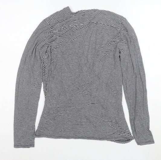 L.K. Bennett Women’s Blue Striped Wrap Blouse Size M Long Sleeve