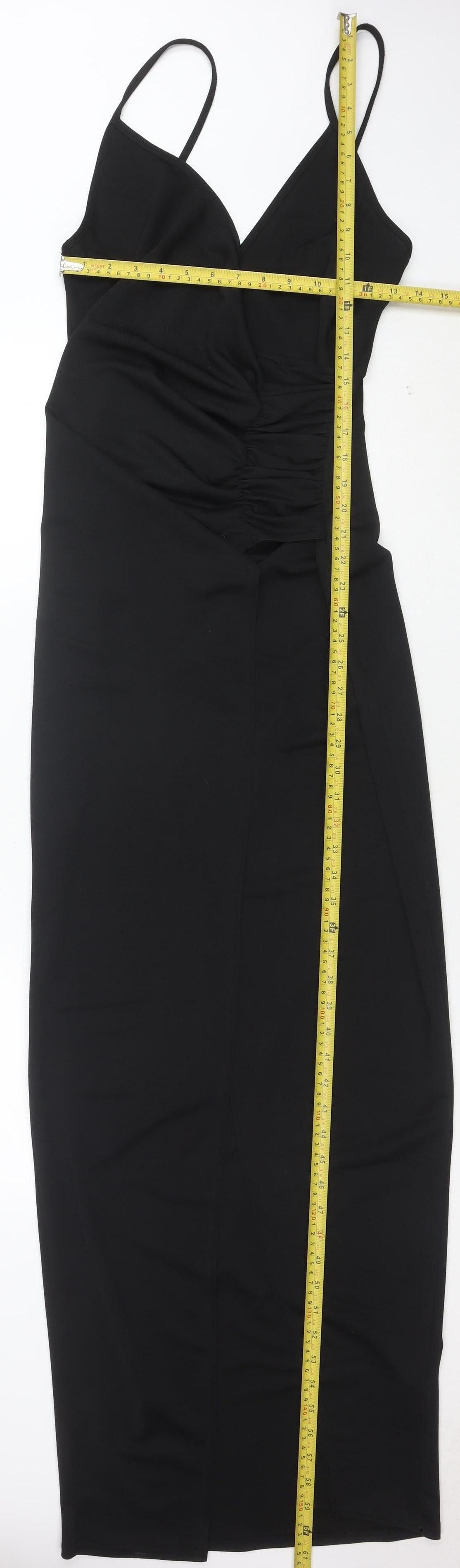 Boohoo Womens Black Size 12 Bodycon Midi V-Neck Sleeveless Dress