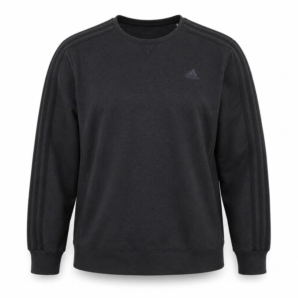 Front view of Adidas Men's Black XL Pullover Sweatshirt Climalite Essentials
