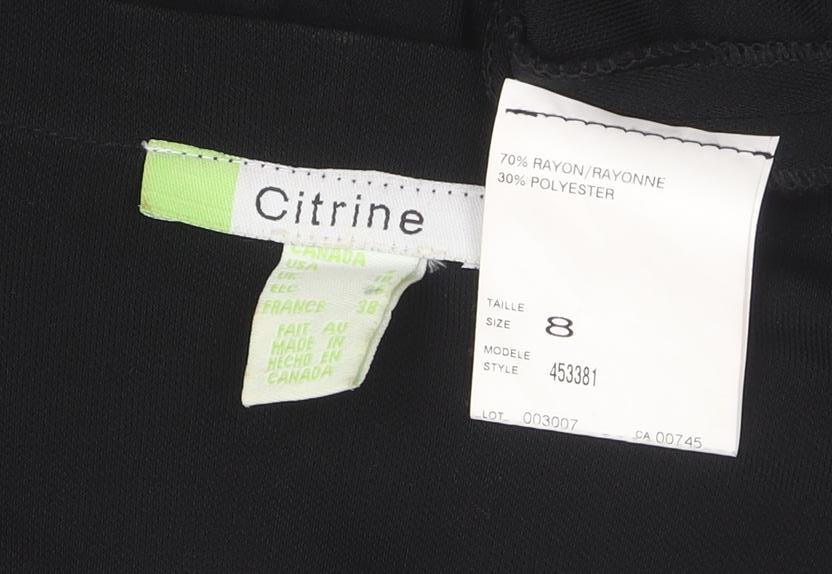Citrine Women's Black Fit & Flare Short Sleeve Knee Length Dress Size 8