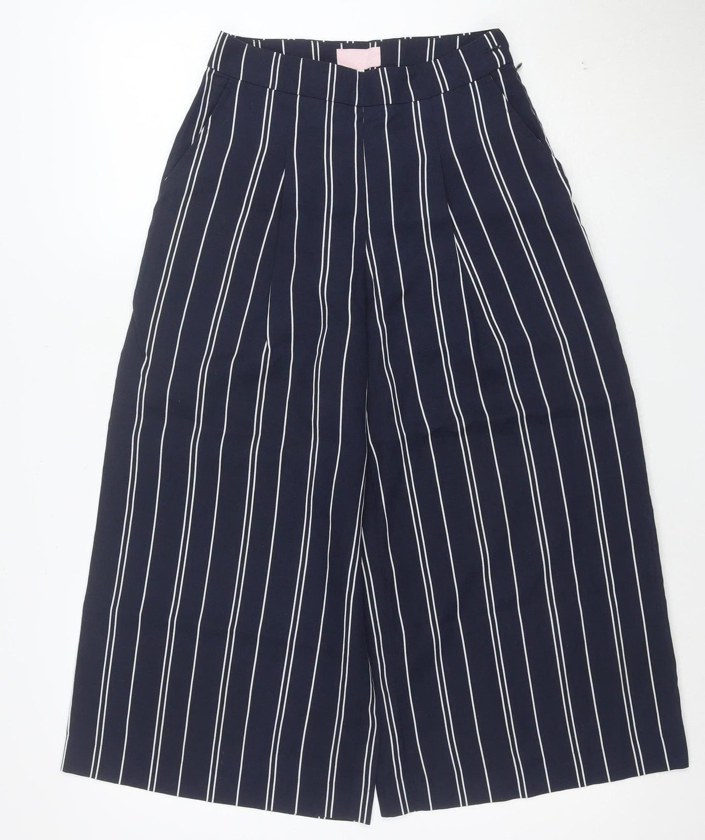Joules Women Blue Striped Wide Leg Culotte Trousers Size 8