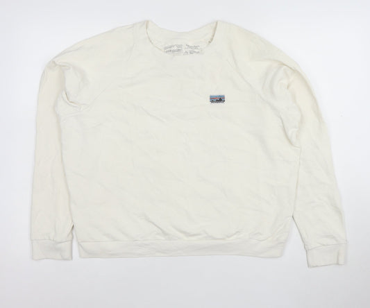 Patagonia Men's White Organic Cotton Crew Neck Sweatshirt Size M