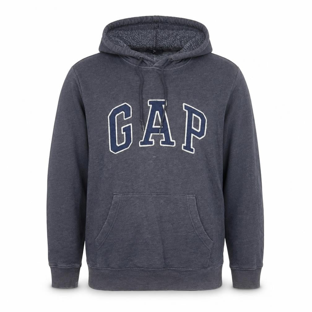 Gap Men's Grey Pullover Hoodie Size L Logo Fleece Sweatshirt
