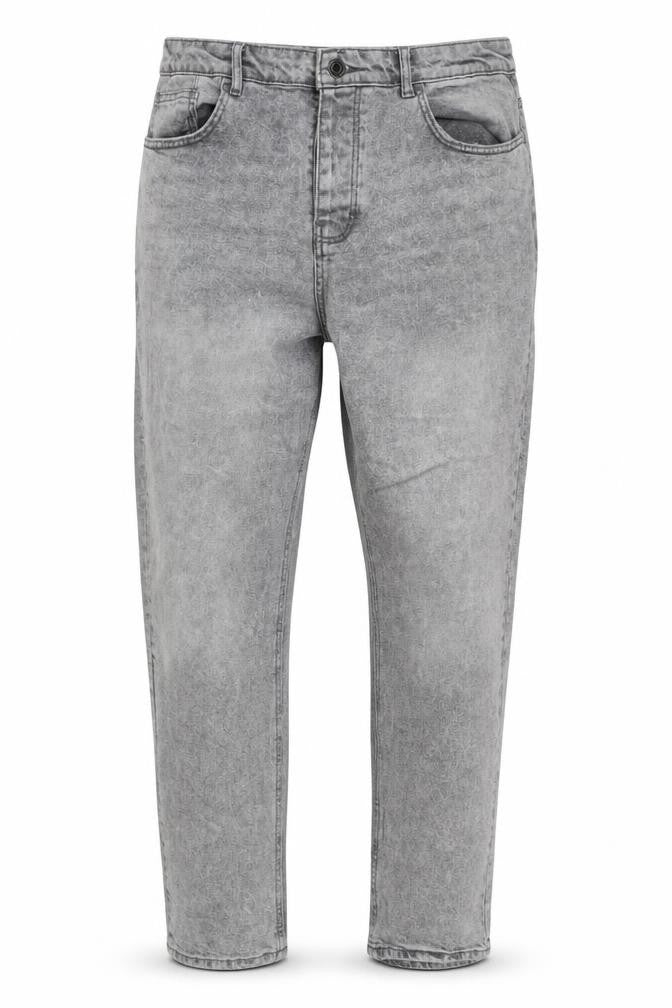 Front view of Denim Co Men's Grey Relaxed Tapered Jeans W38 L32