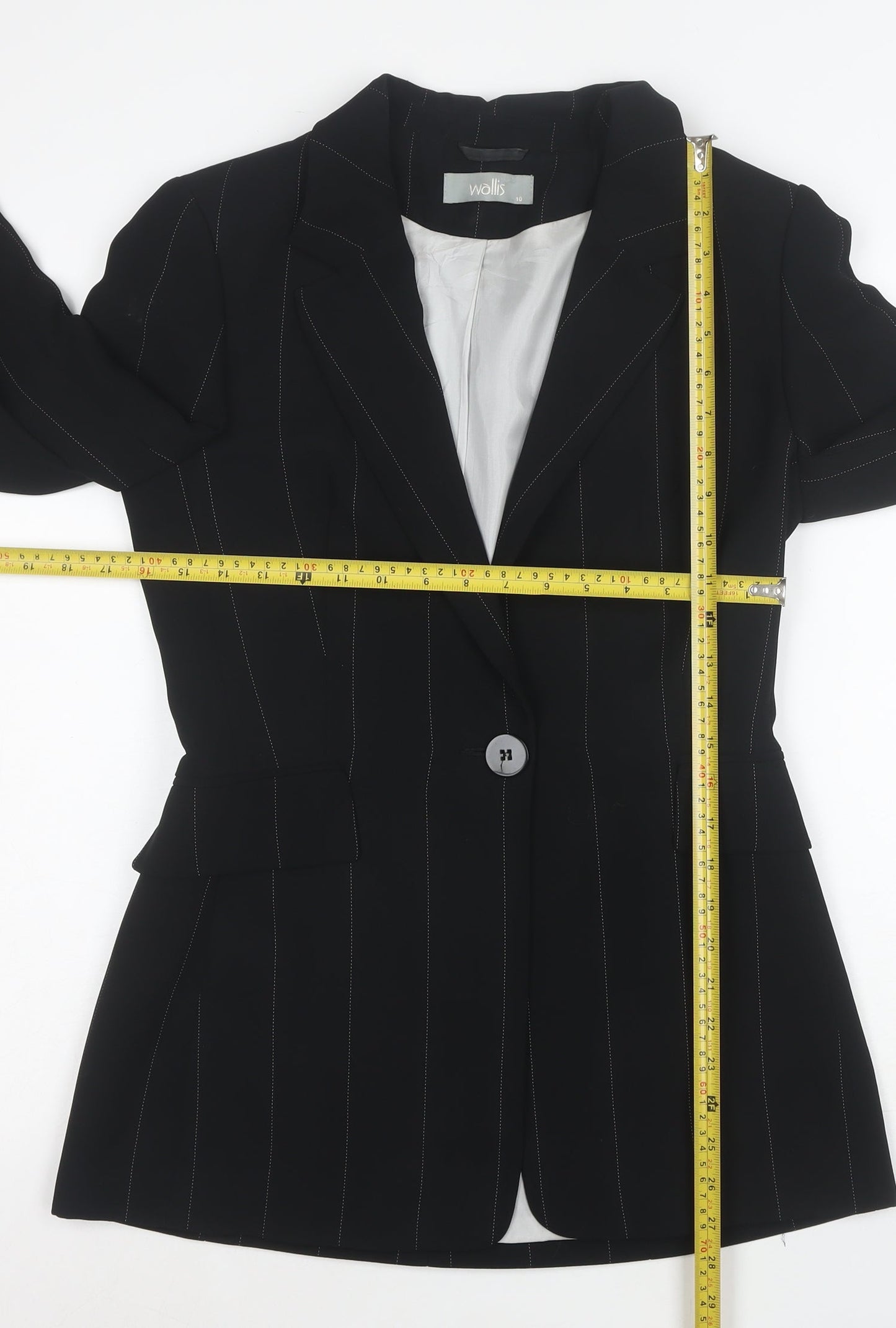 Wallis Women's Black Pinstripe Single-Breasted Blazer Size 10
