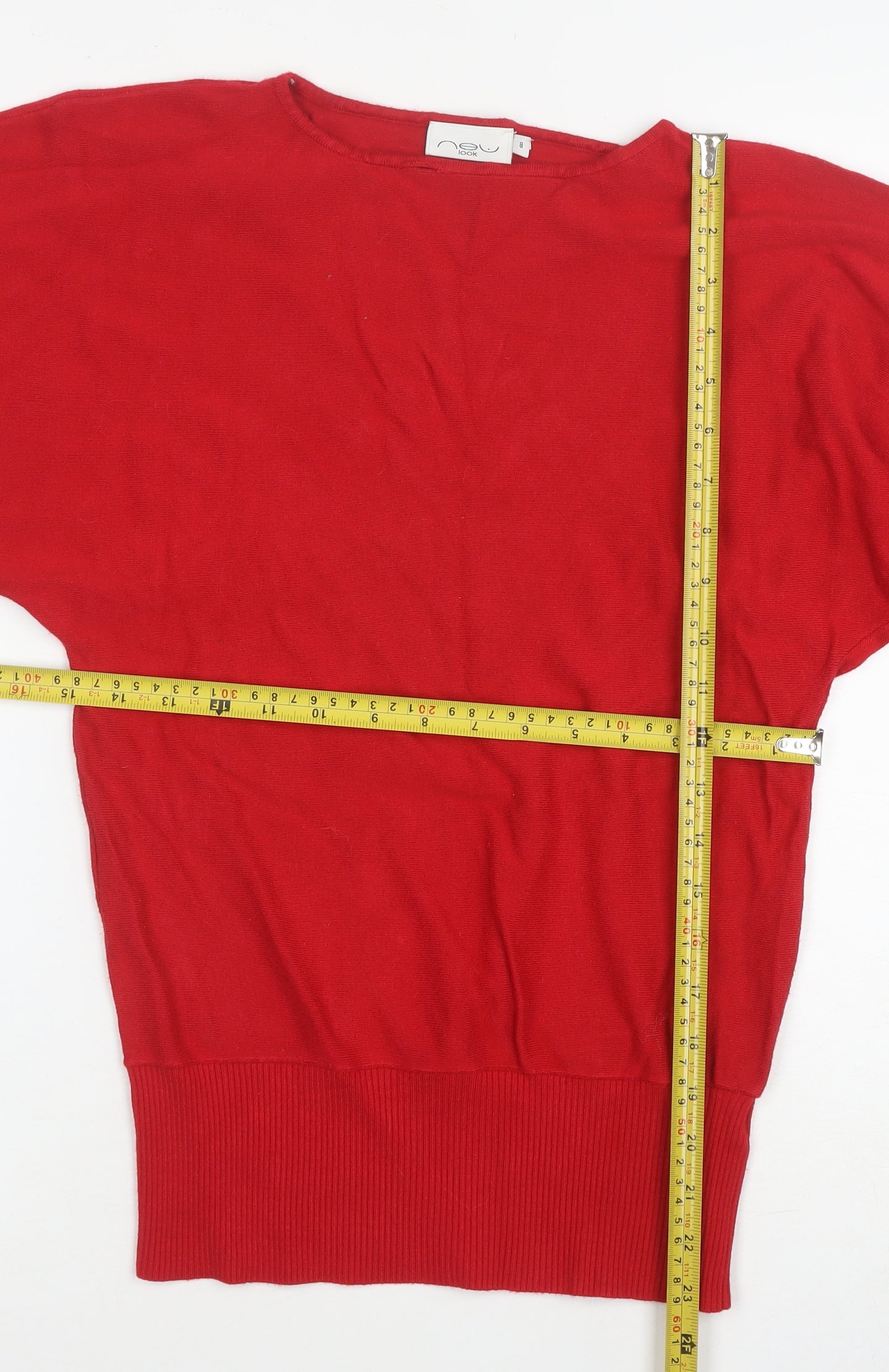 New Look Women Red Size 8 Long Sleeve Pullover Jumper Viscose Blend