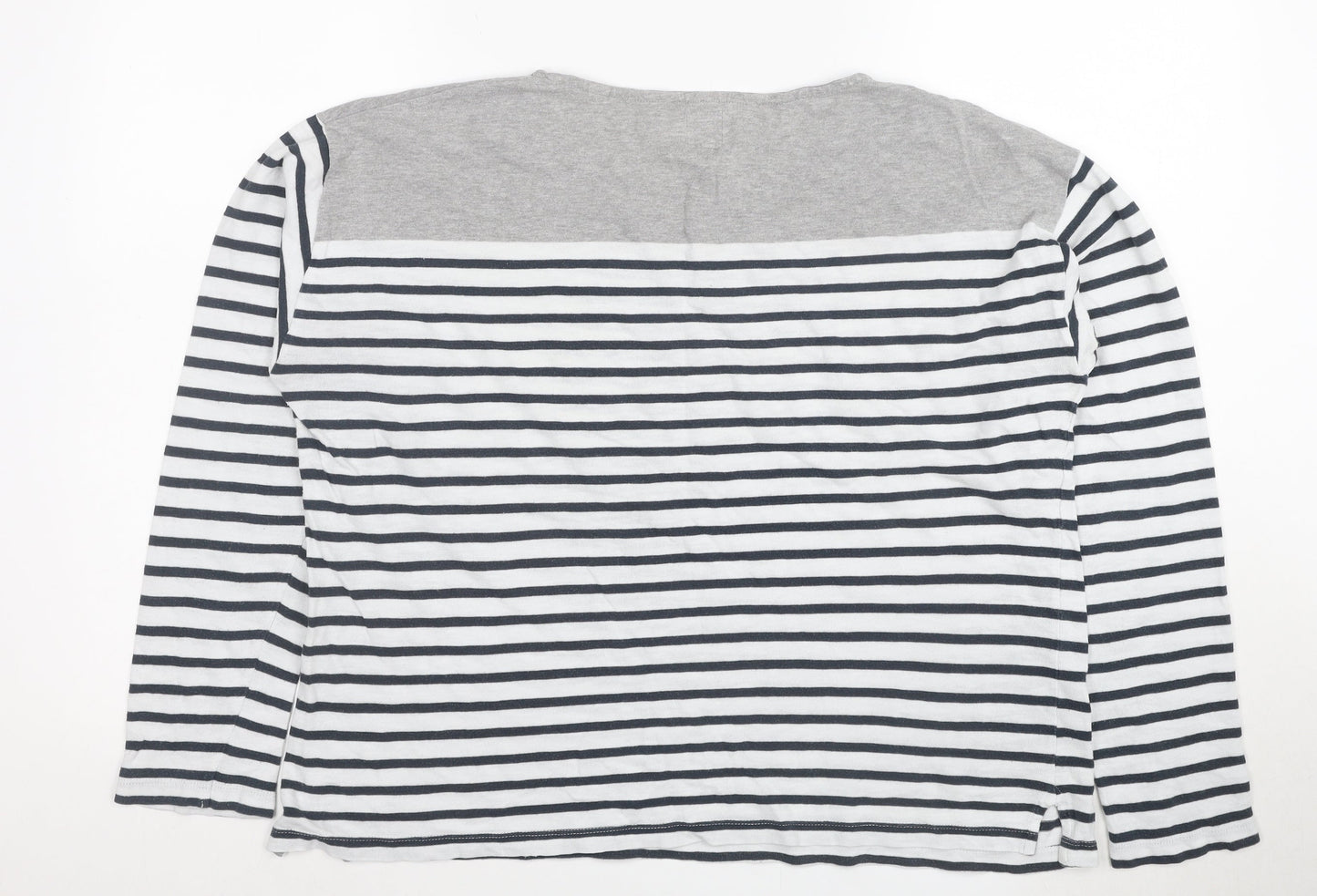Jack Wills Womens Grey Striped Long Sleeve Cotton T-Shirt UK12