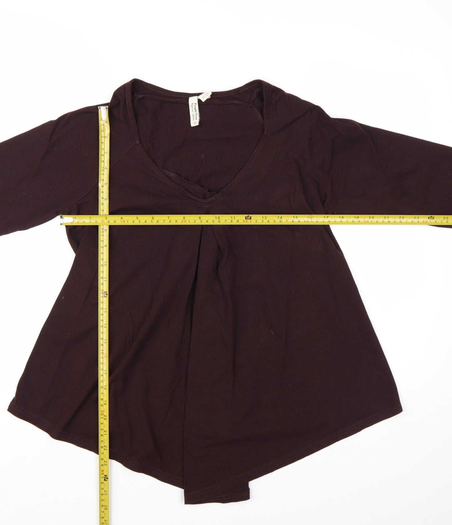 People Tree Women’s Brown Organic Cotton Long Sleeve Tunic Blouse Size 12