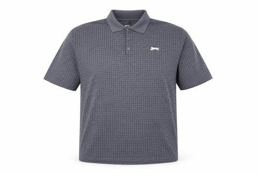 Slazenger Men’s Grey Check Polo Shirt 2XL Breathable Sports Top
