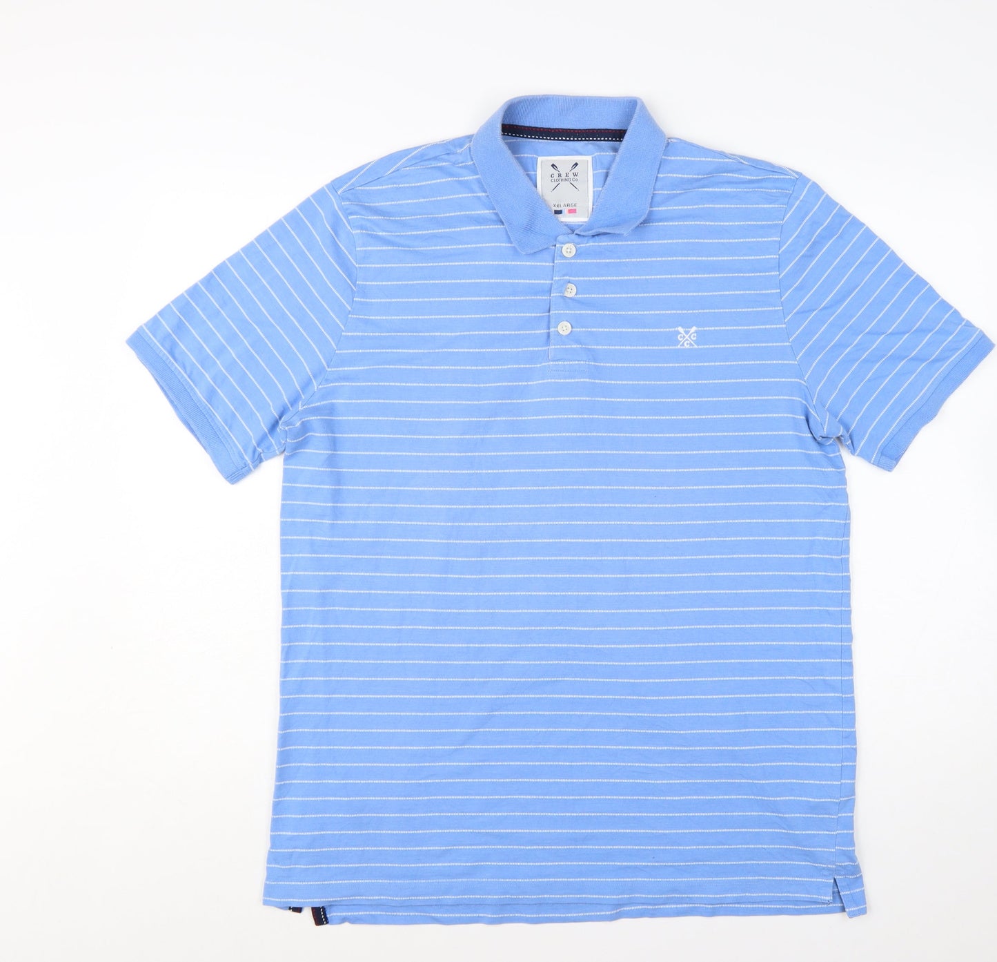 Crew Clothing Co Men Blue Striped Polo Shirt Size 2XL Cotton