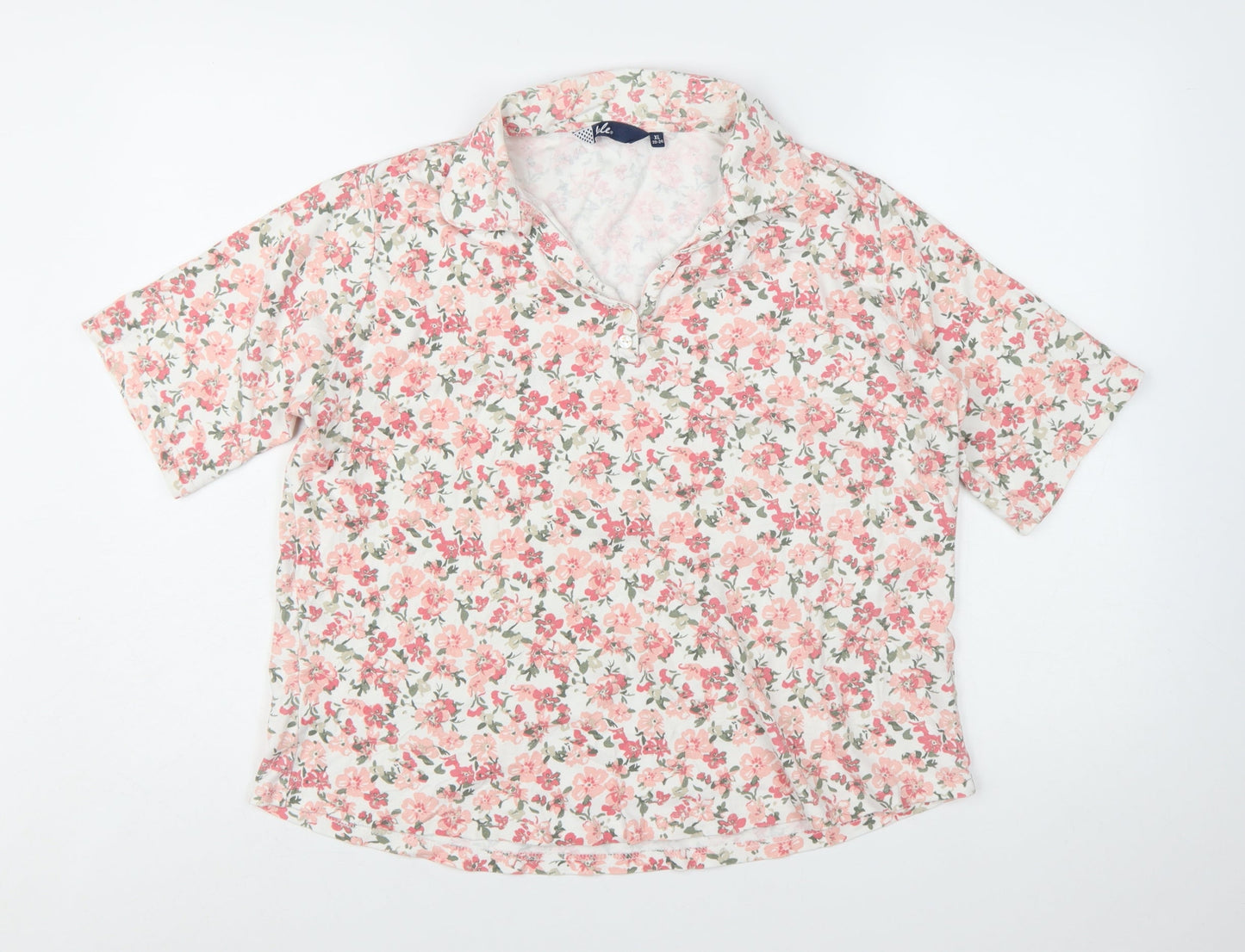 Isle Women's Multicoloured Floral Cotton Collared Button-Up Shirt XL