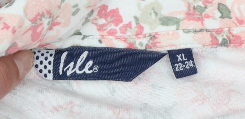 Isle Women's Multicoloured Floral Cotton Collared Button-Up Shirt XL