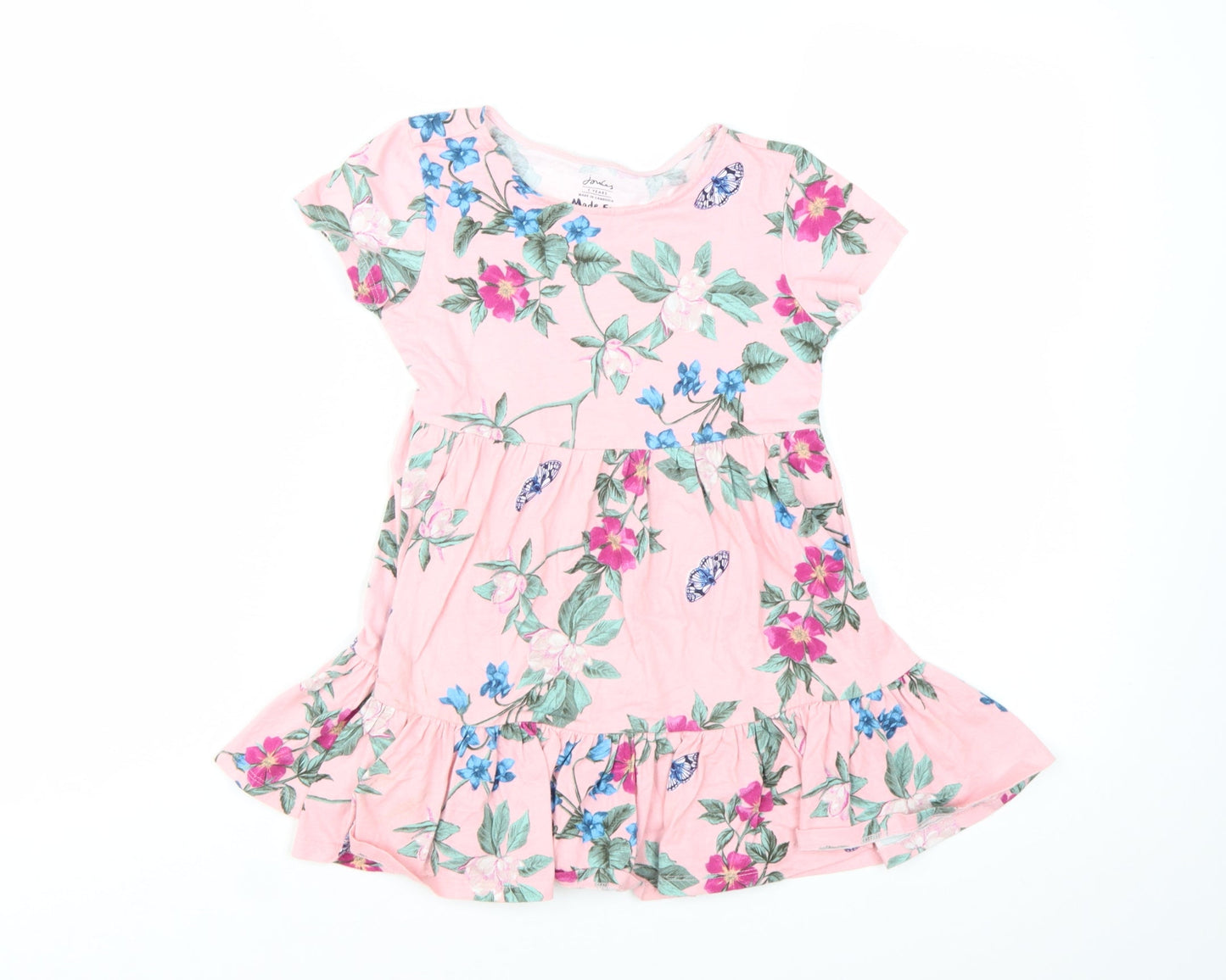 Joules Girls Pink Floral Cotton Skater Dress 5 Years