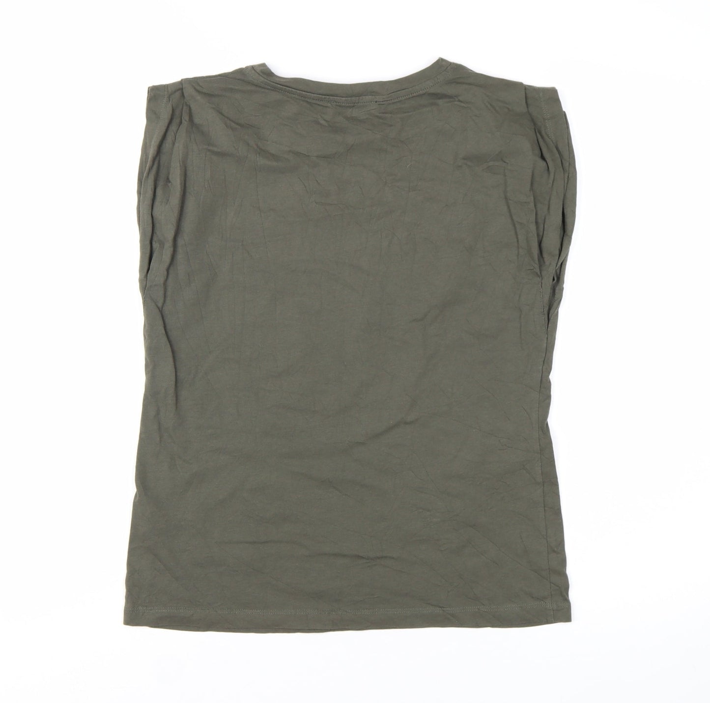 Mint Velvet Women's Green Sleeveless Cotton T-Shirt Size S
