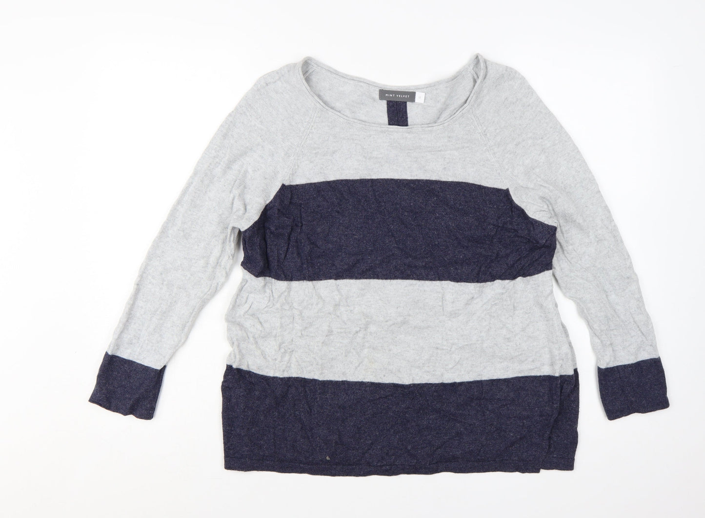 Mint Velvet Women's Grey Stripe Pullover Jumper Size 12