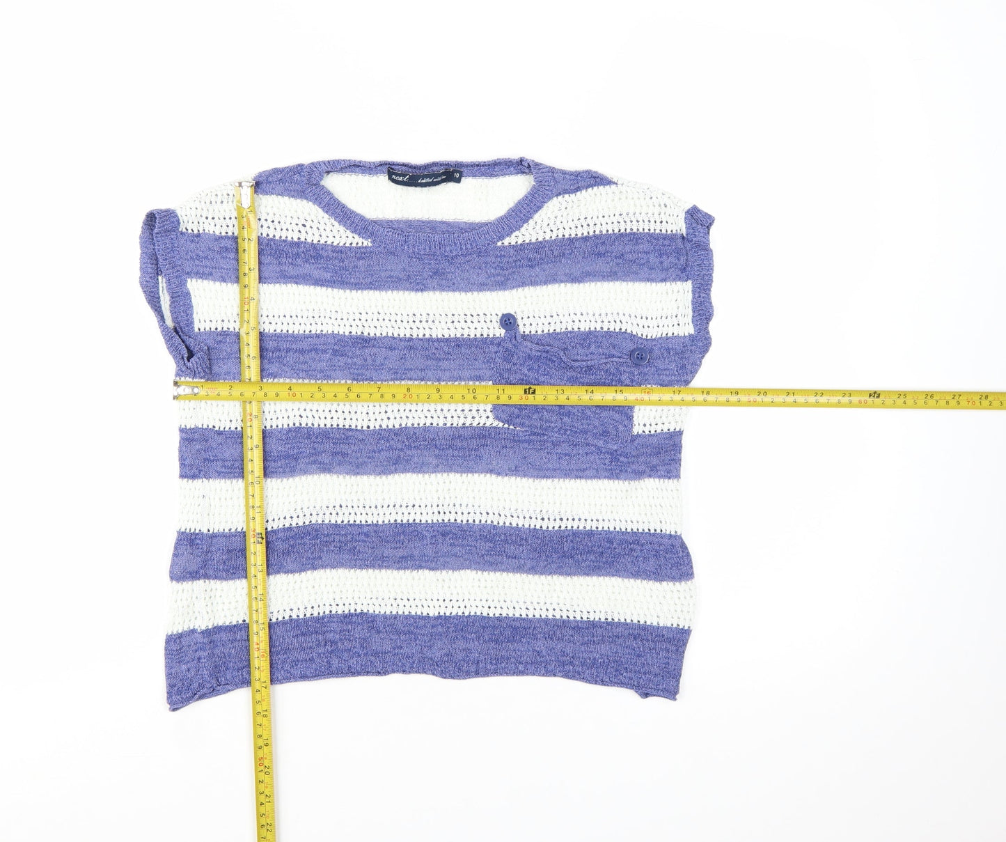 Next Women’s Blue White Striped Knit Pullover Jumper Size 10