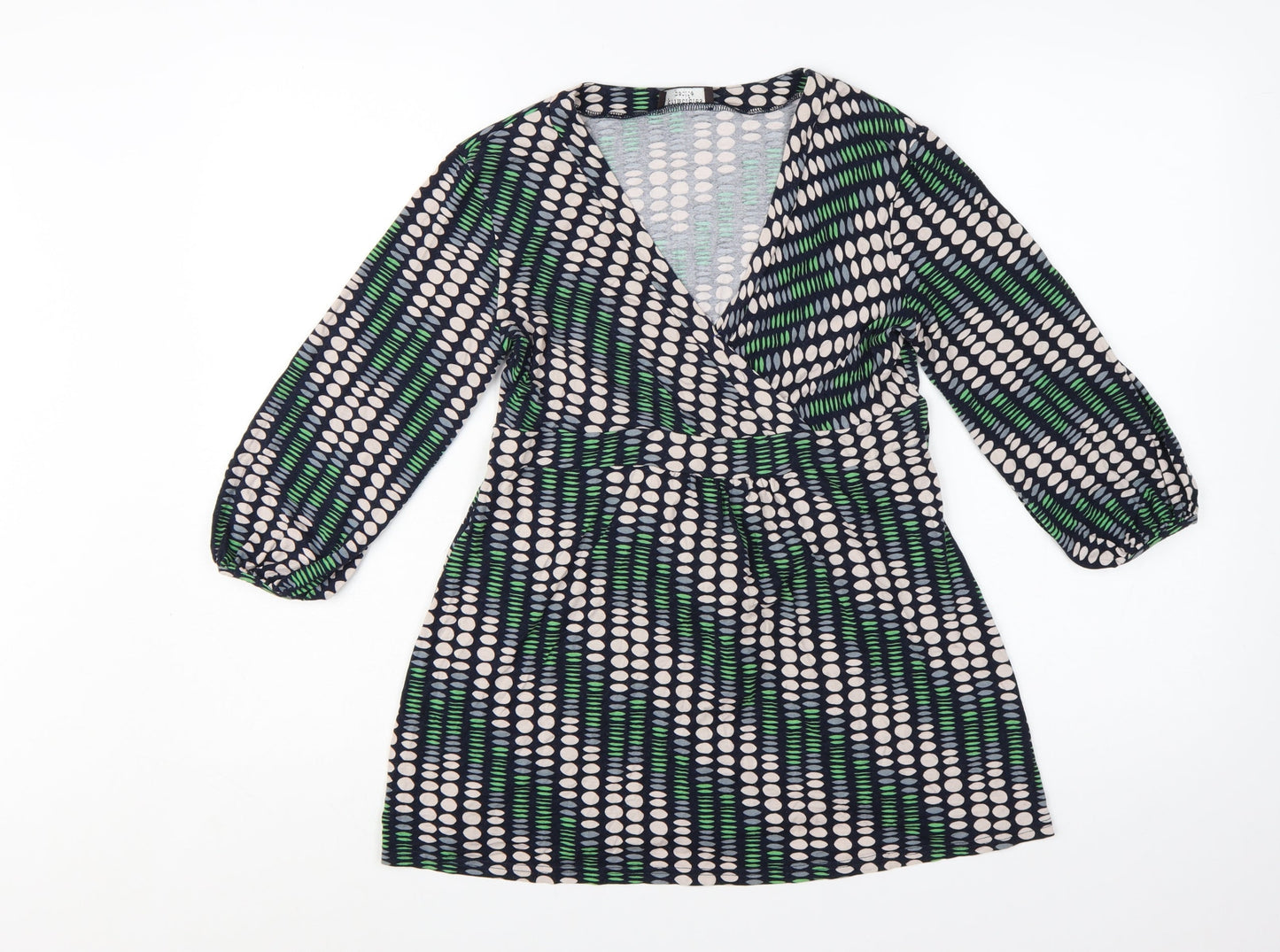Principles Petite Women's Multicoloured Geometric Wrap Blouse Size 10