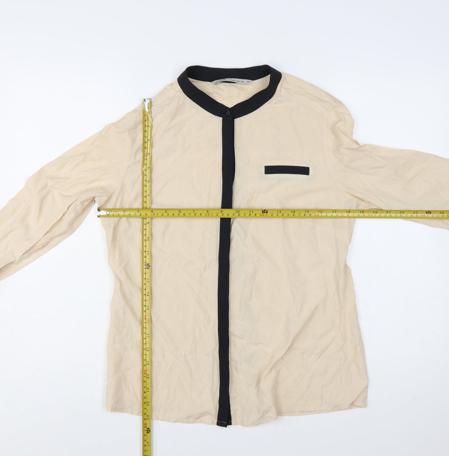 Next Womens Beige Long Sleeve Button Blouse Size 12