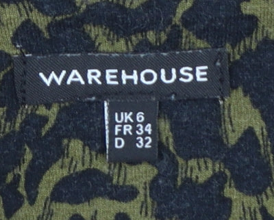 Warehouse Women Green Animal Print Sleeveless Blouse UK 6