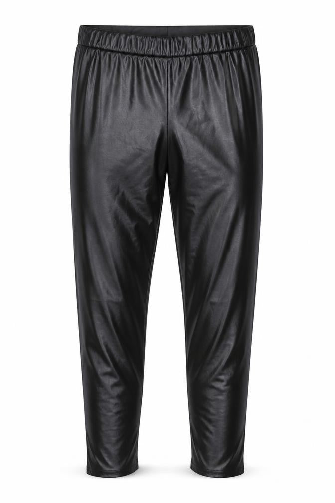 Front view of M&Co Petite Black High Rise Stretch Leggings UK 16 Polyester Blend