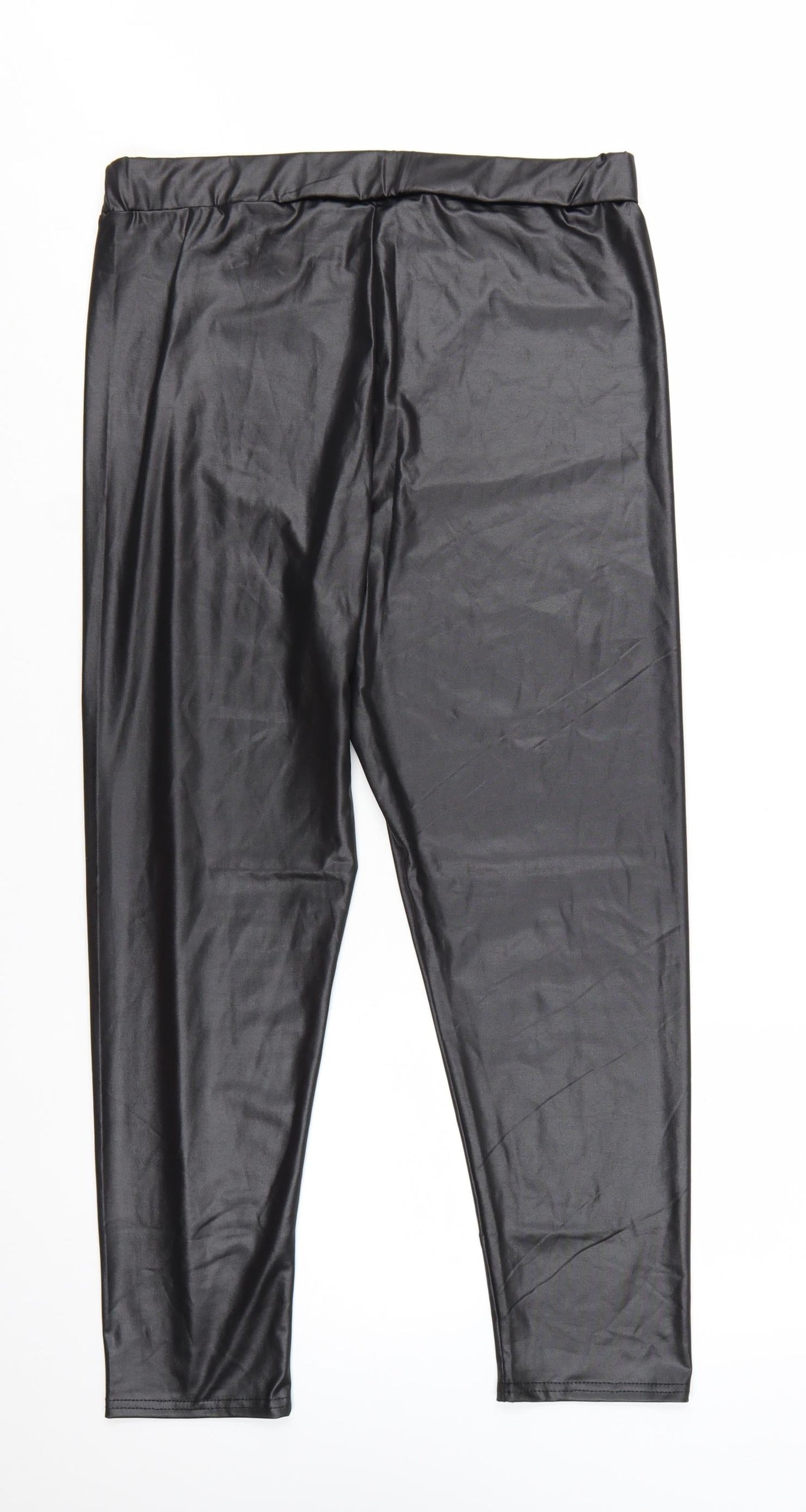 M&Co Petite Black High Rise Stretch Leggings UK 16 Polyester Blend