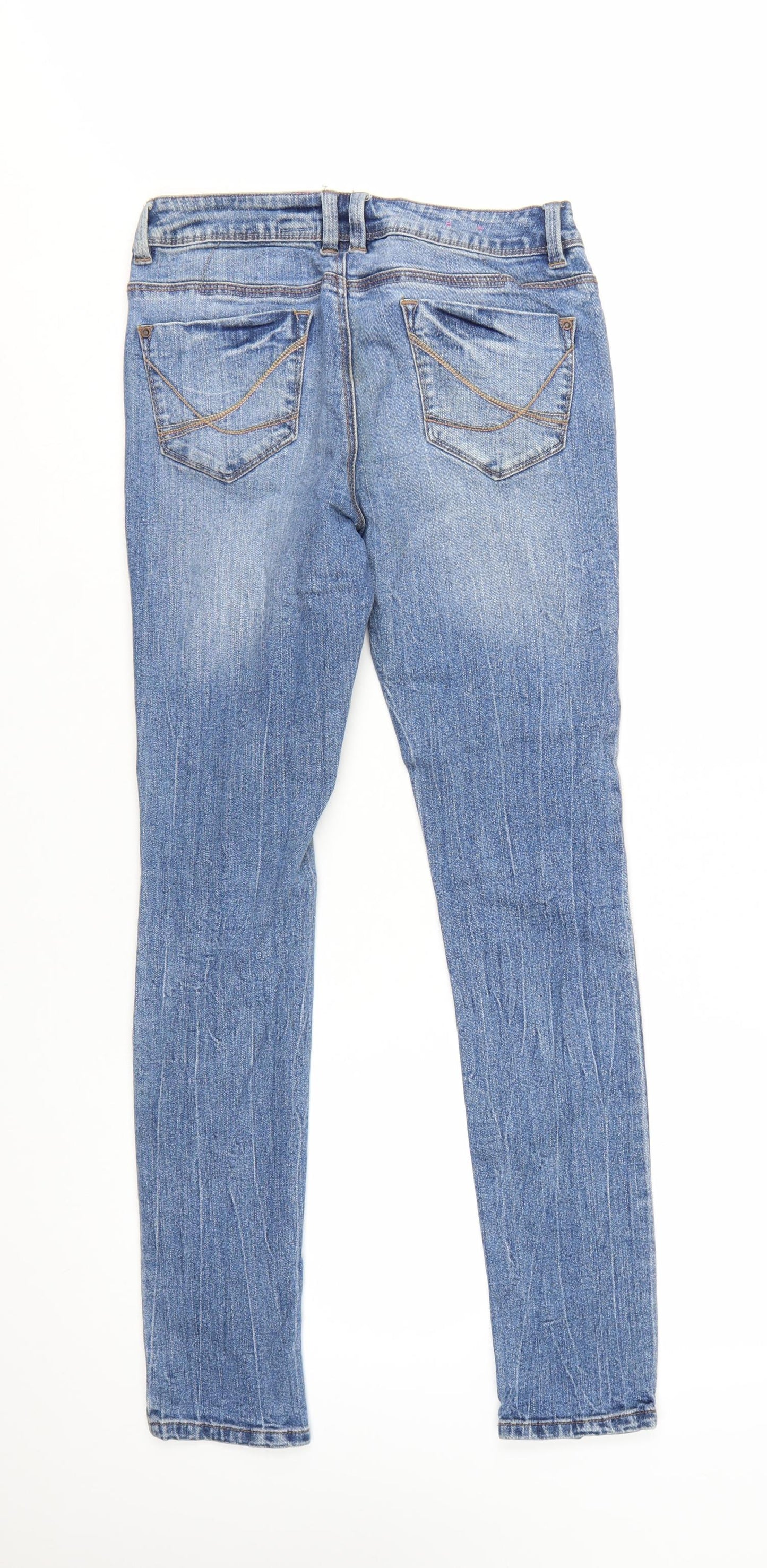 New Look Womens Blue Skinny Stretch Distressed Jeans UK 10