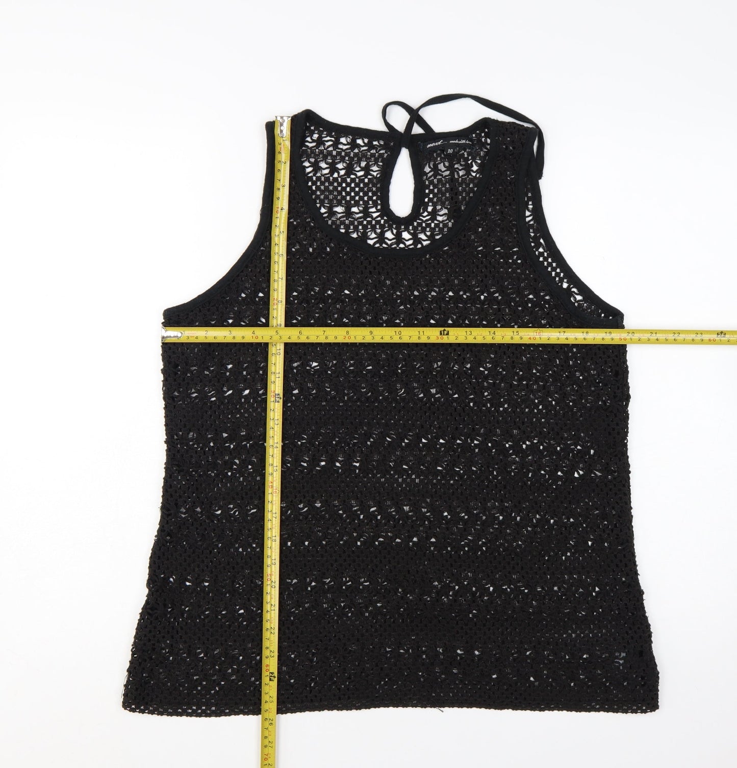 Next Women's Black Crochet Tank Top Size 20 Camisole Style