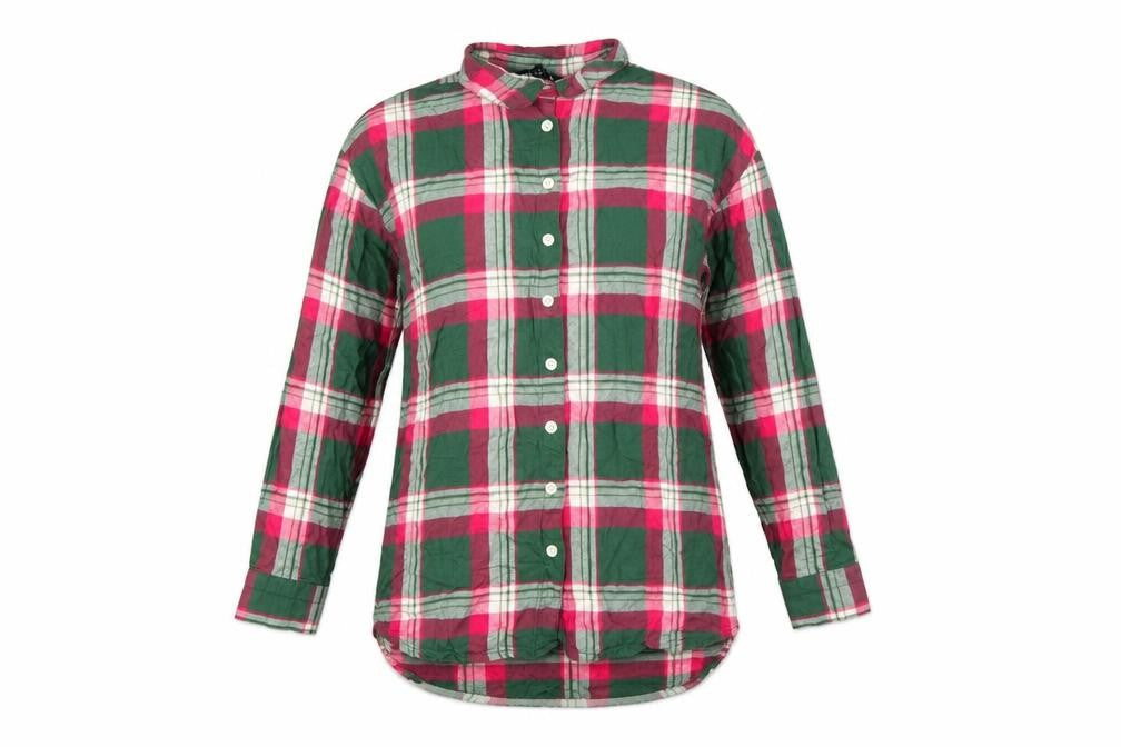 Next Women's Multicoloured Plaid Cotton Flannel Button-Up Shirt Size 8