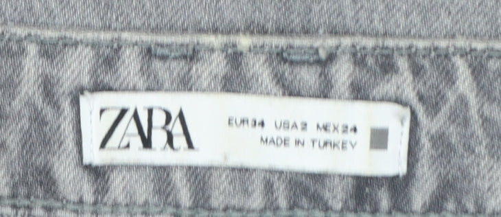 Zara Women Grey Wide-Leg High Rise Cotton Jeans Size 6