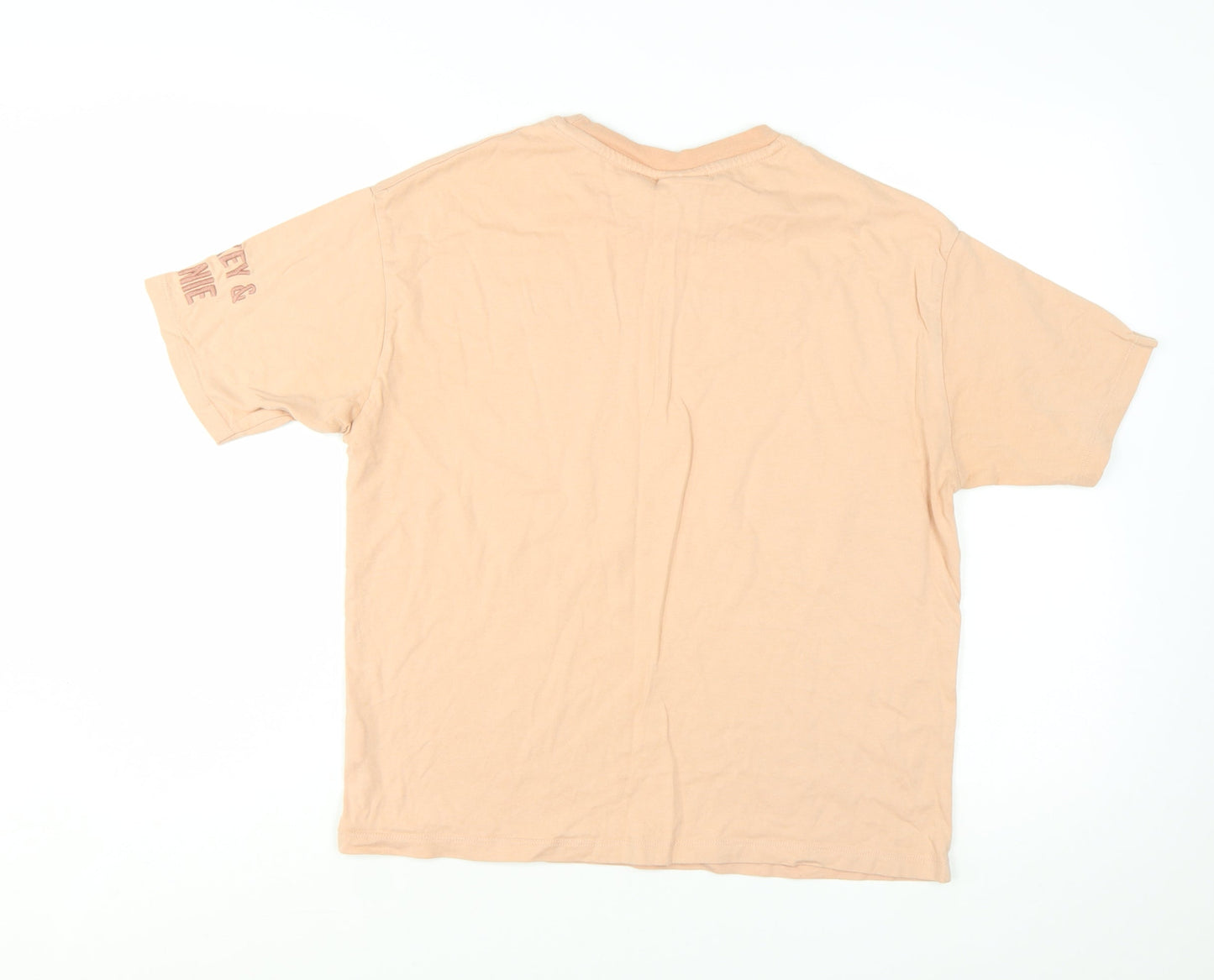 Disney Women Beige Mickey & Minnie Organic Cotton T-Shirt Size S
