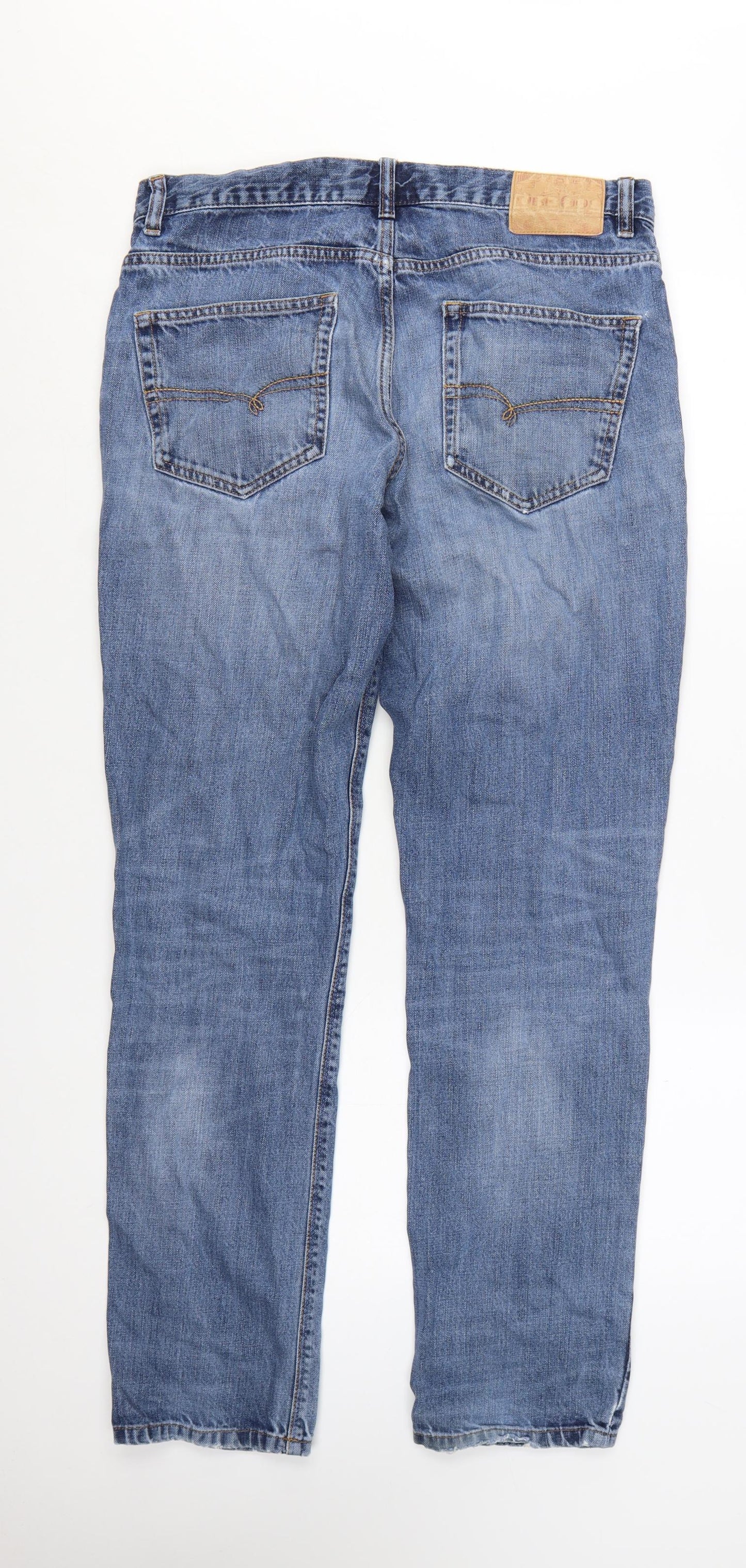 Next Men's Blue Straight Jeans 34W 33L Cotton Denim Classic Fit