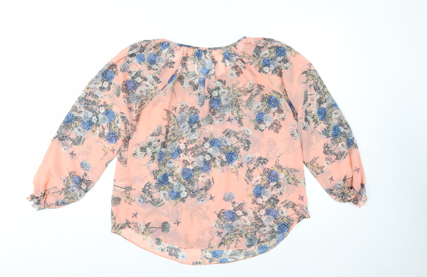 Wallis Petite Women's Pink Floral Chiffon Tunic Blouse Size M