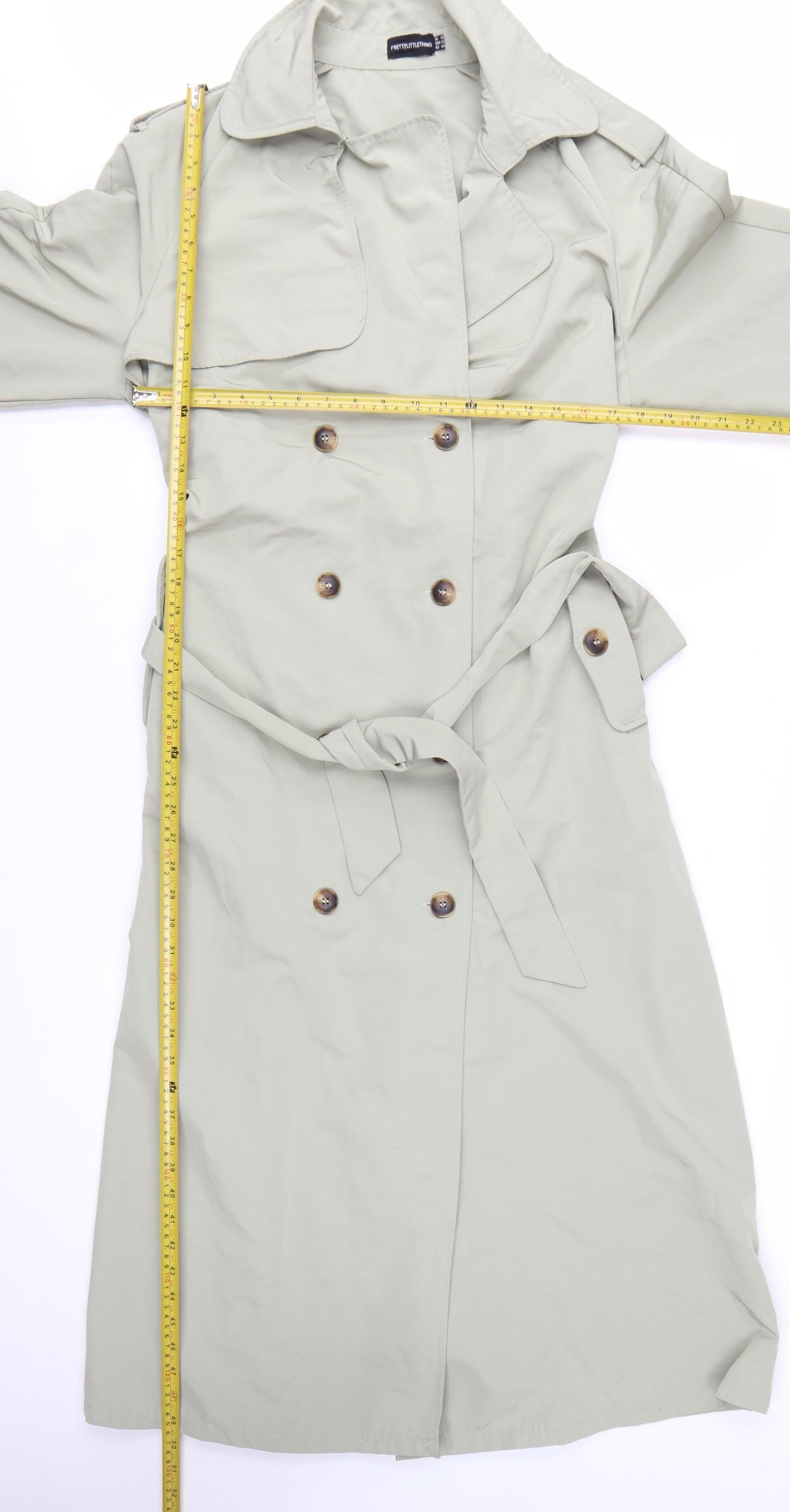 PrettyLittleThing Womens Beige Long Trench Coat Size 16