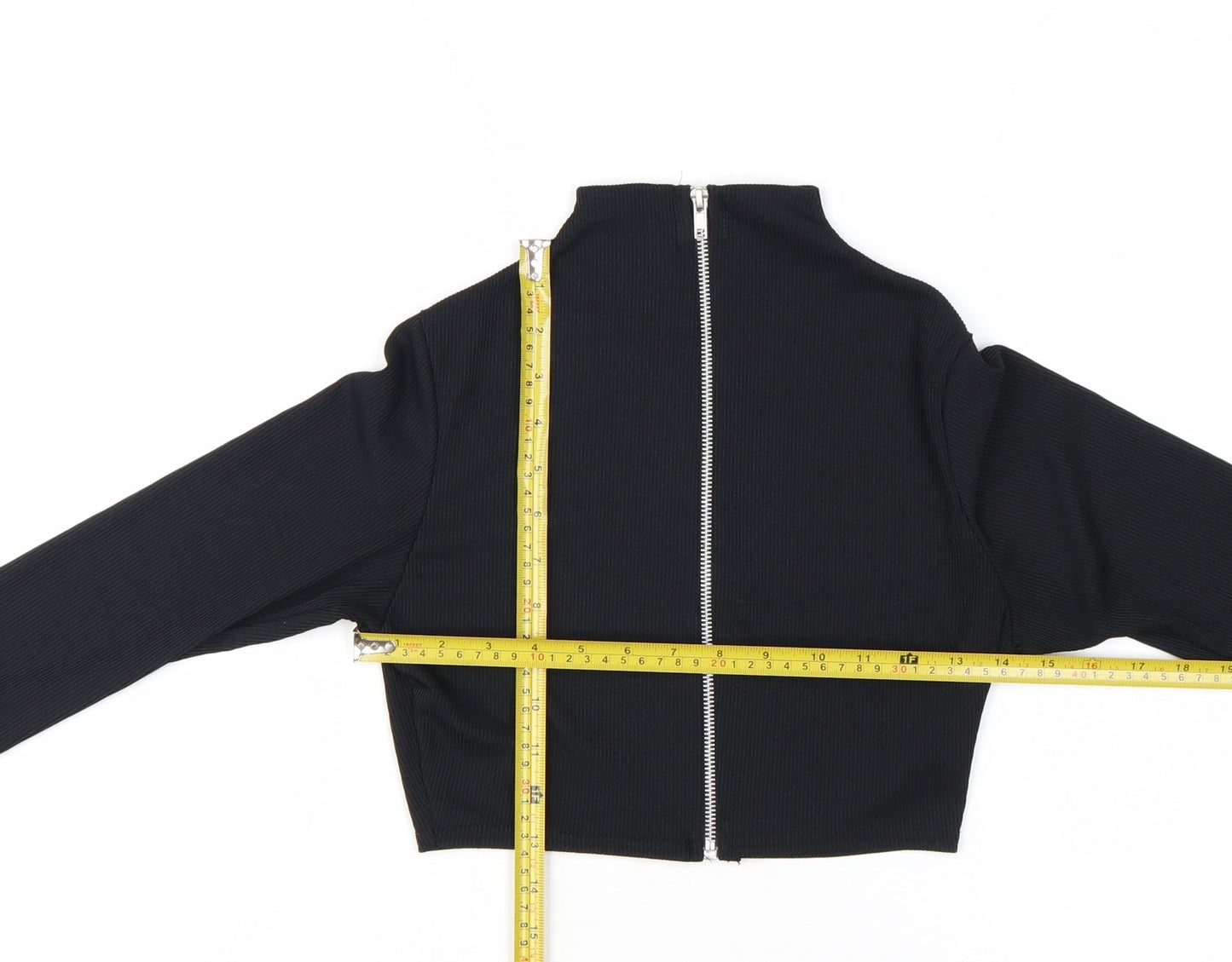 PrettyLittleThing Women’s Black Cropped Long Sleeve Zip Top UK 10