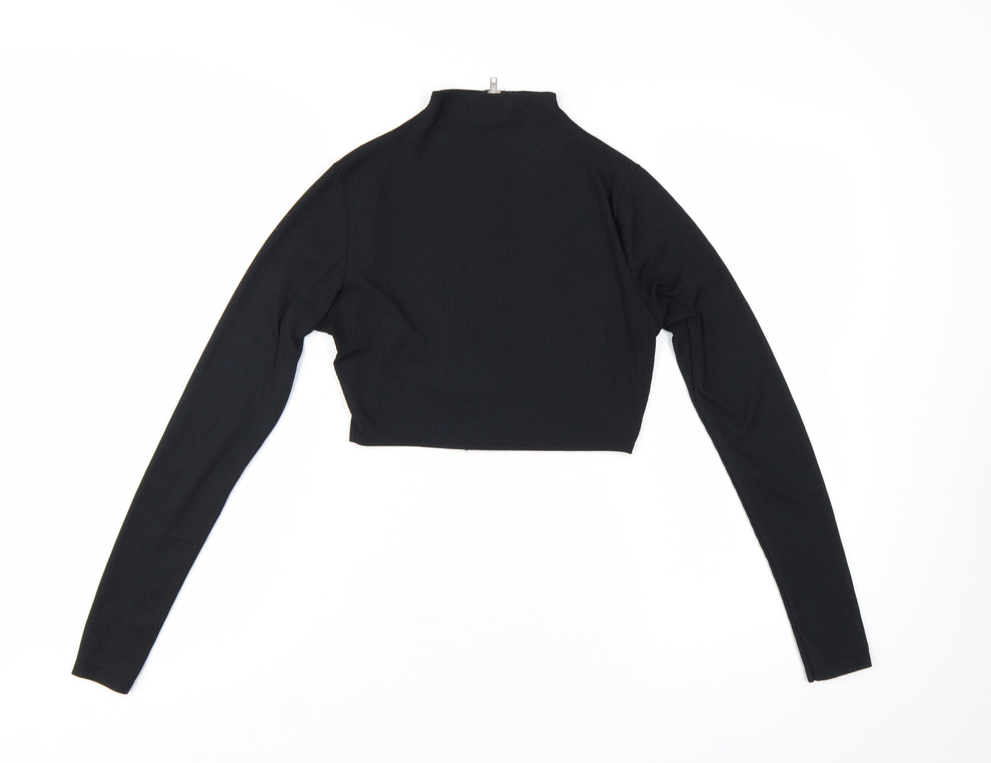 PrettyLittleThing Women’s Black Cropped Long Sleeve Zip Top UK 10