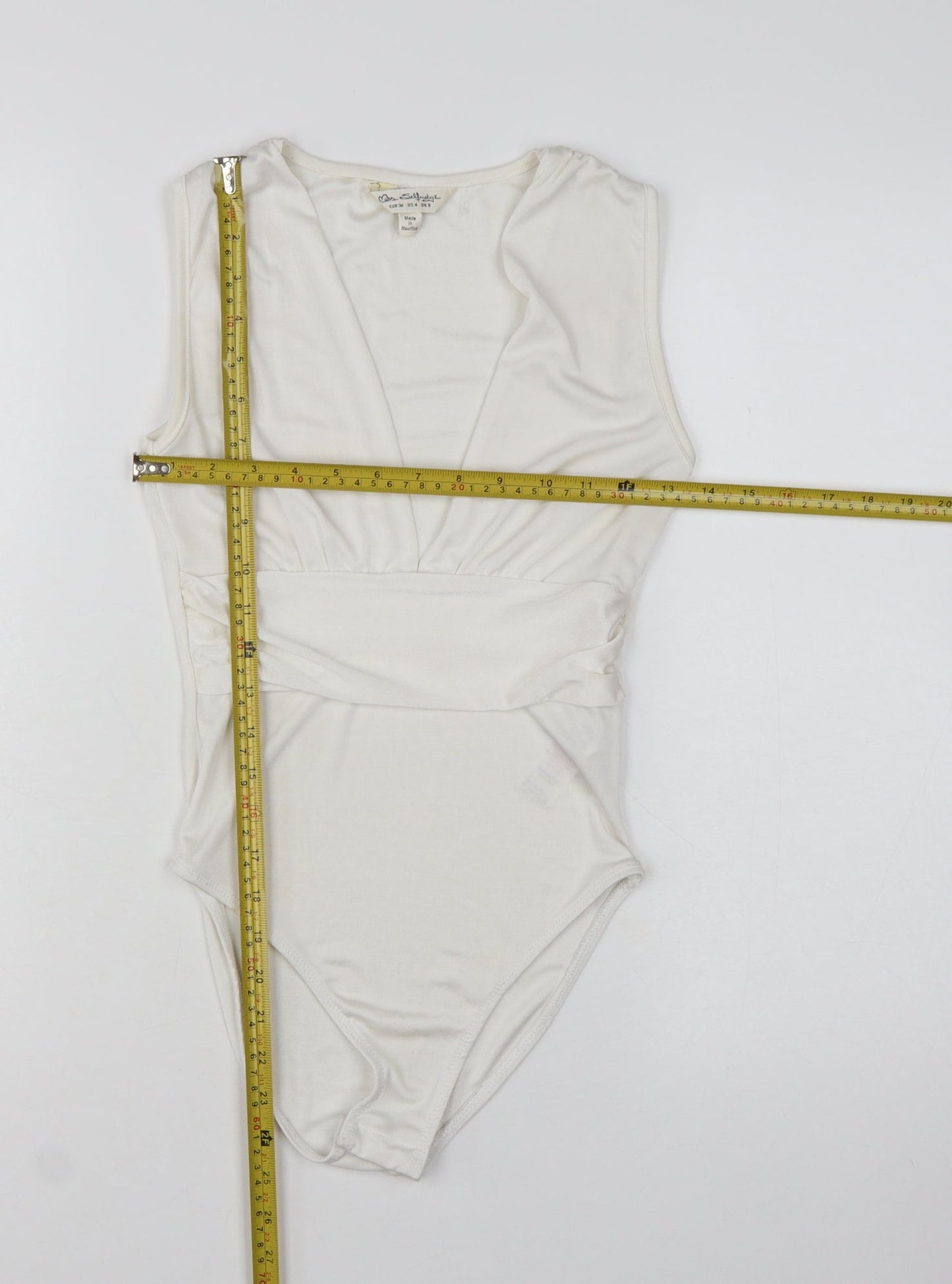 Miss Selfridge Women Ivory Sleeveless Bodysuit UK 8 Polyester Blend