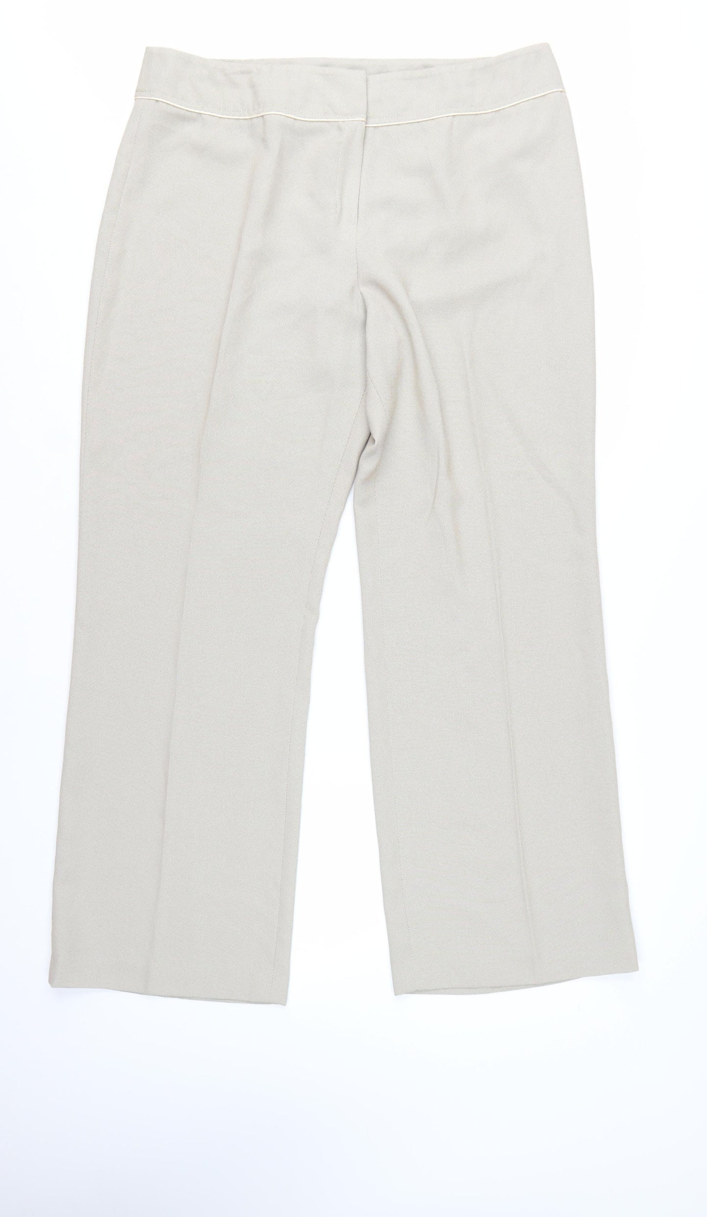 BHS Women's Beige Straight Leg Trousers Size 18 Polyester