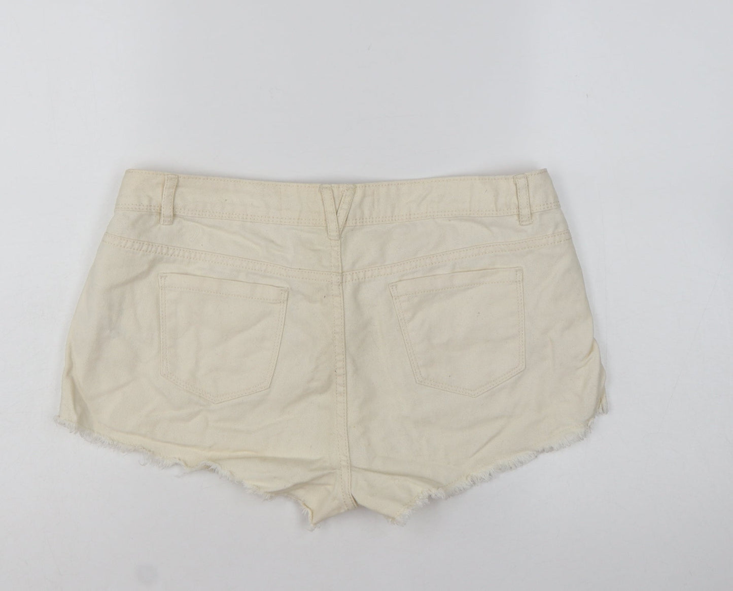 Denim Co Women Beige Cotton Cut-Off Shorts Size 14