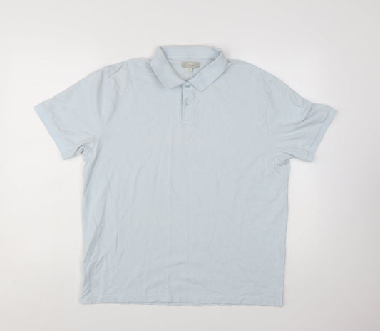 Moss Men's Light Blue Cotton Elastane Polo Shirt Size L