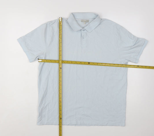 Moss Men's Light Blue Cotton Elastane Polo Shirt Size L