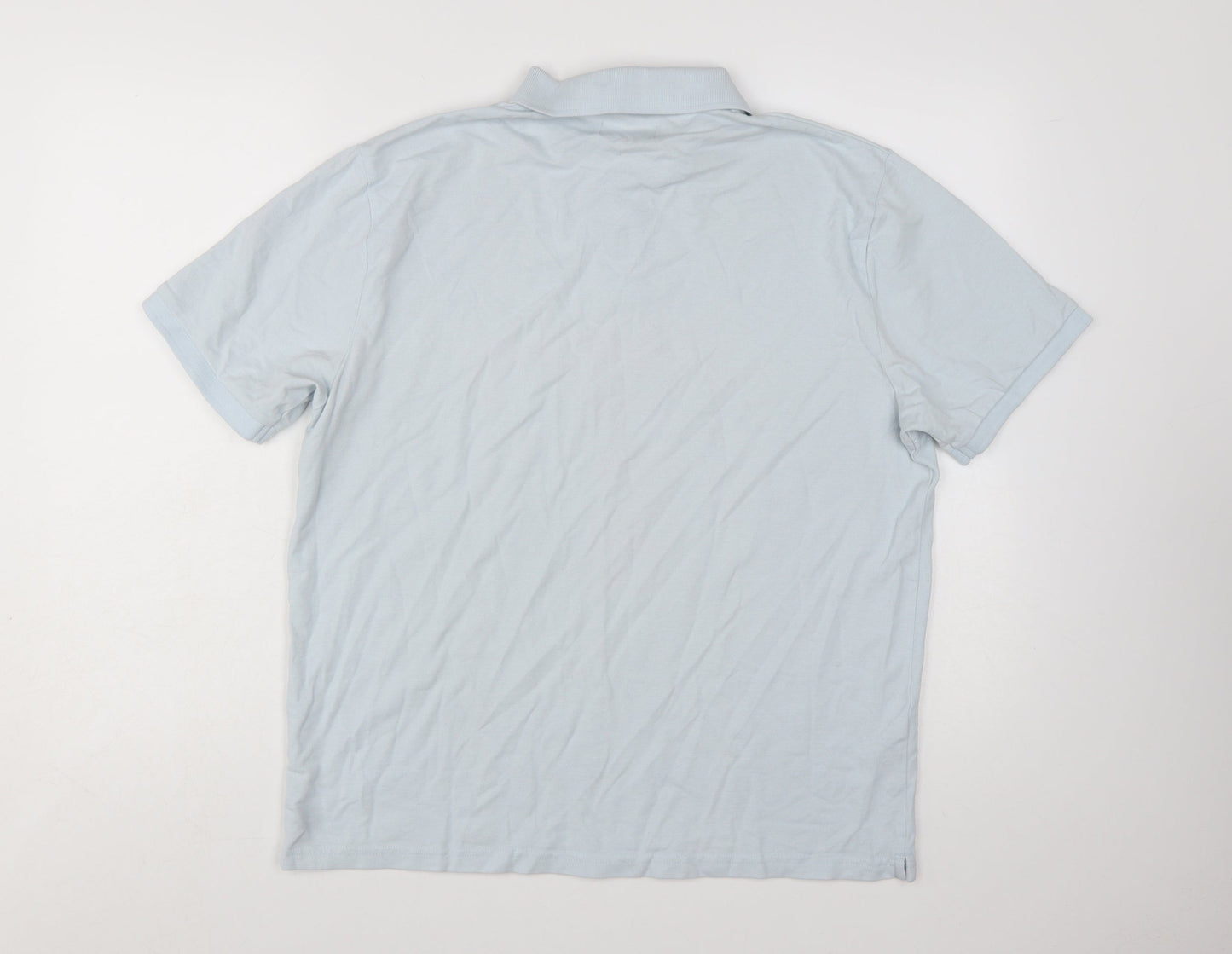 Moss Men's Light Blue Cotton Elastane Polo Shirt Size L