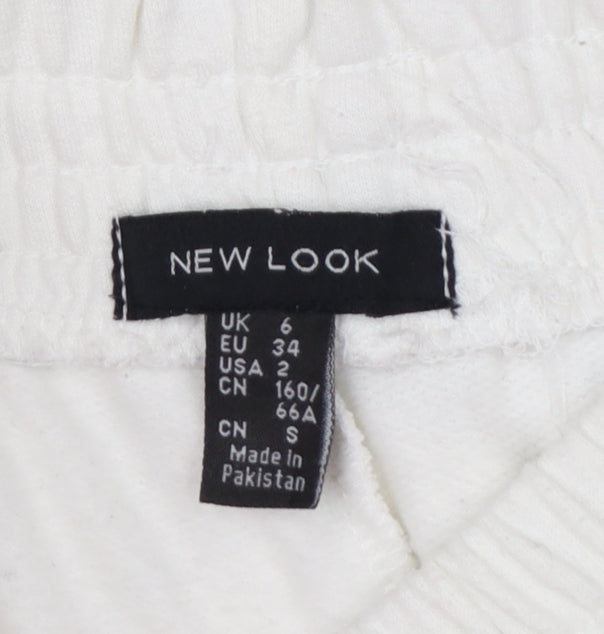 New Look Women's White Cargo Trousers Size 6 Cotton Blend