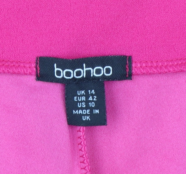 Boohoo Women's Pink Jersey Stretch Trousers Size 14
